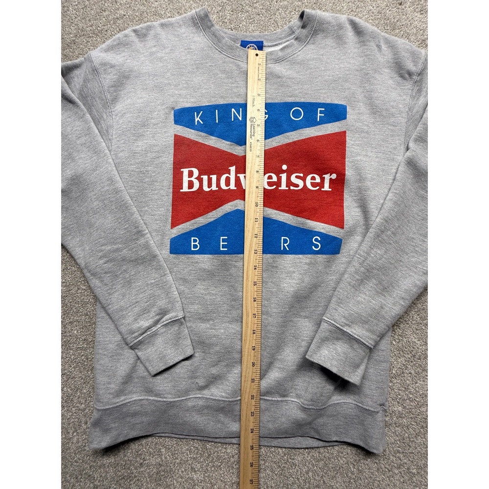 Budweiser King of Beers Graphic Sweatshirt Grey Crewneck Casual Pullover Top M‎ - Picture 4 of 9